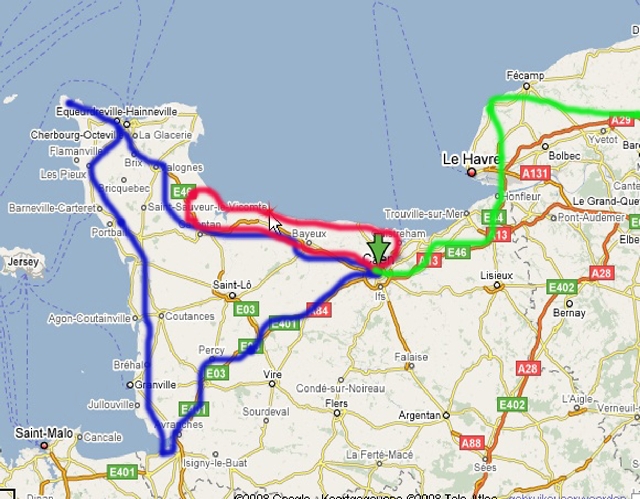 The Calvados.jpg - La Manche in Blue, Calvador in Red and Haut Normandie in Green